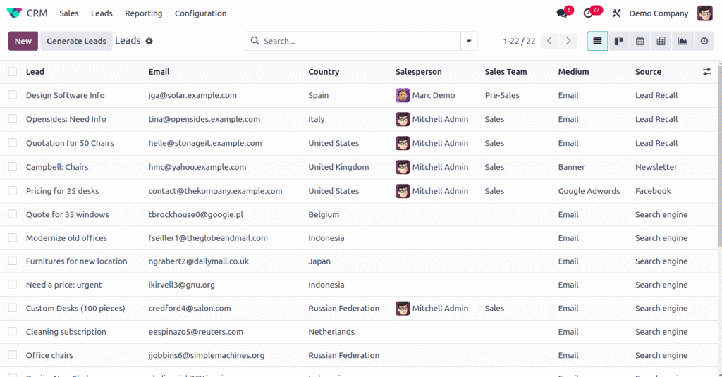 Capture Leads from Diverse Sources — Odoo CRM