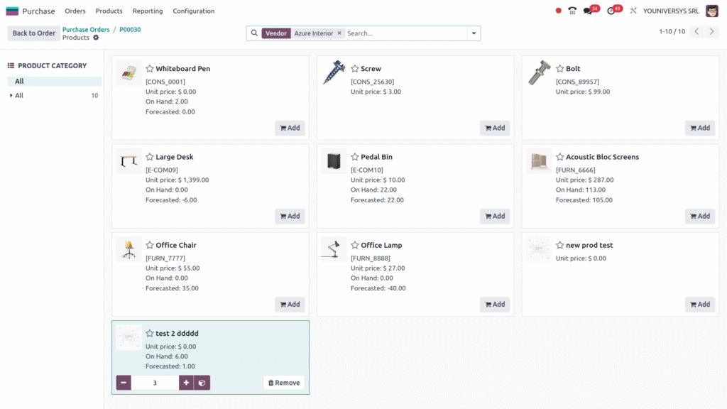 Product Purchase Management — Odoo POS