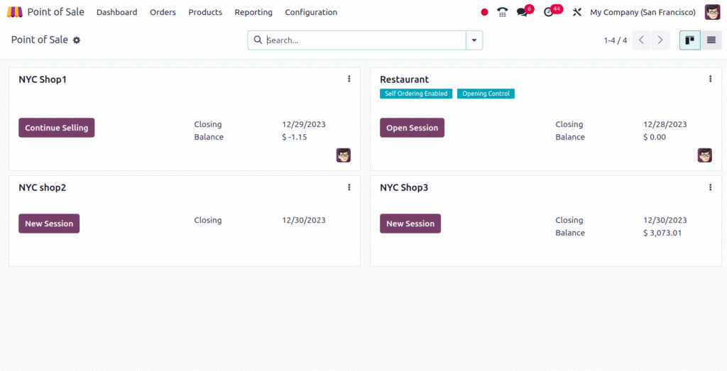 Properly Structured Point of Sale Dashboard — Odoo POS
