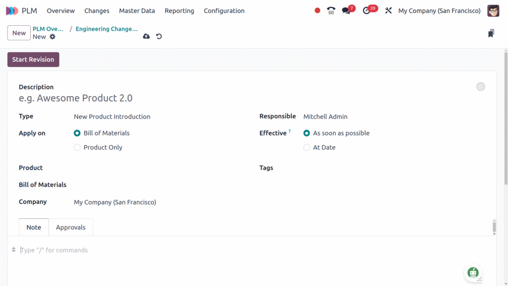 Product Lifecycle Management PLM — Odoo Manufacturing